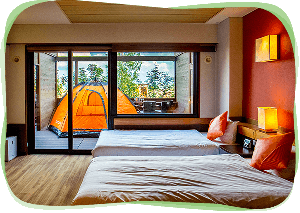 ホテルの快適性とキャンプのワクワク感を同時に体験！