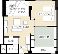 和洋室2ベッド間取り